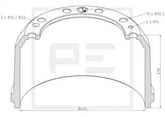 Тормозный барабан PE Automotive 256.025-00A