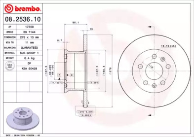 Тормозной диск BREMBO 08.2536.10