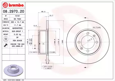 Тормозной диск BREMBO 08.2970.20