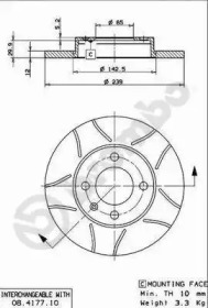 Тормозной диск BREMBO 08.4177.75