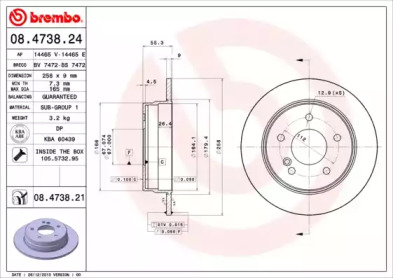 Тормозной диск BREMBO 08.4738.21