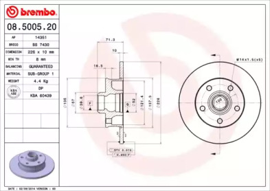 Тормозной диск BREMBO 08.5005.20