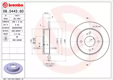 Тормозной диск BREMBO 08.5443.60