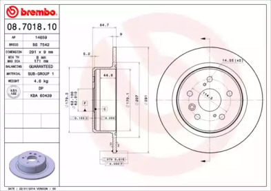 Тормозной диск BREMBO 08.7018.10