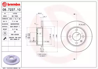 Тормозной диск BREMBO 08.7237.10