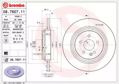 Тормозной диск BREMBO 08.7607.11