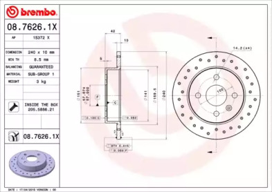 Тормозной диск BREMBO 08.7626.1X