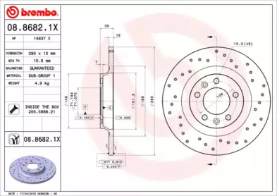 Тормозной диск BREMBO 08.8682.1X