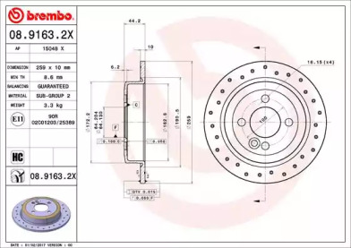 Тормозной диск BREMBO 08.9163.2X