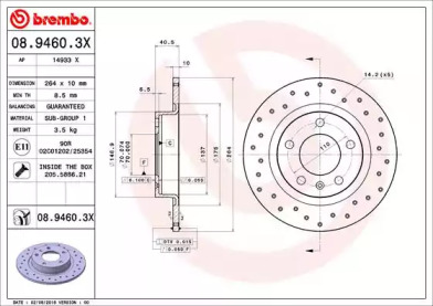 Тормозной диск BREMBO 08.9460.3X