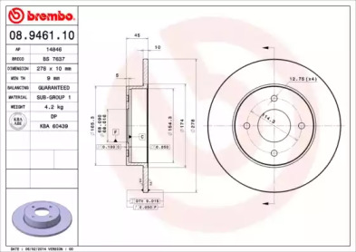 Тормозной диск BREMBO 08.9461.10