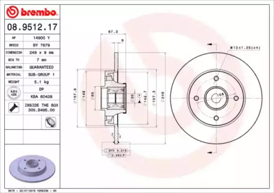 Тормозной диск BREMBO 08.9512.17