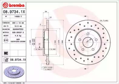 Тормозной диск BREMBO 08.9734.1X