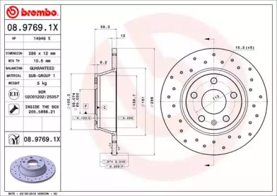 Тормозной диск BREMBO 08.9769.1X