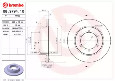 Тормозной диск BREMBO 08.9794.10