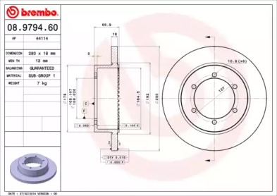 Тормозной диск BREMBO 08.9794.60