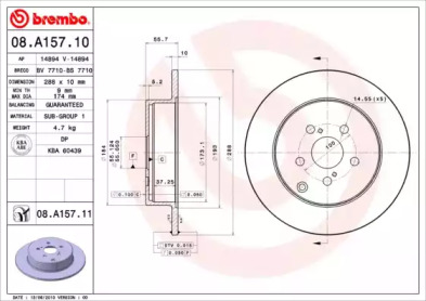 Тормозной диск BREMBO 08.A157.10