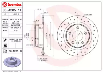 Тормозной диск BREMBO 08.A205.1X