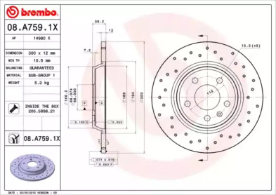 Тормозной диск BREMBO 08.A759.1X