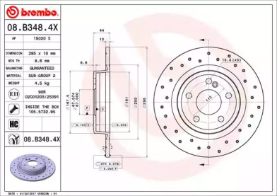 Тормозной диск BREMBO 08.B348.4X