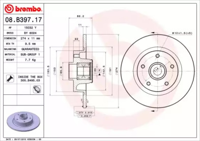 Тормозной диск BREMBO 08.B397.17