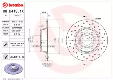 Тормозной диск BREMBO 08.B413.1X