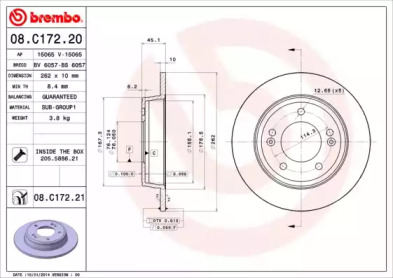 Тормозной диск BREMBO 08.C172.20