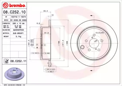 Тормозной диск BREMBO 08.C252.10