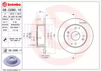 Тормозной диск BREMBO 08.C290.10