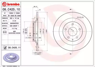 Тормозной диск BREMBO 08.C425.11