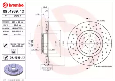 Тормозной диск BREMBO 09.4939.1X