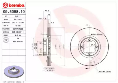 Тормозной диск BREMBO 09.5088.10