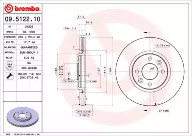 Тормозной диск BREMBO 09.5122.10