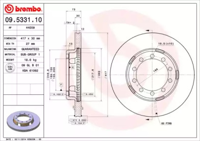 Тормозной диск BREMBO 09.5331.10