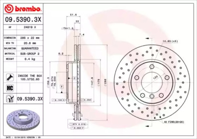 Тормозной диск BREMBO 09.5390.3X