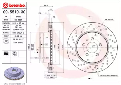 Тормозной диск BREMBO 09.5519.30