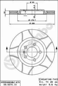 Тормозной диск BREMBO 09.5570.75