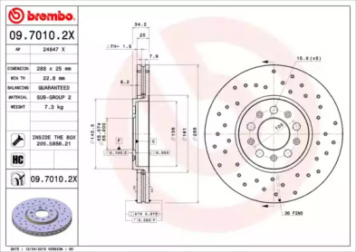 Тормозной диск BREMBO 09.7010.2X