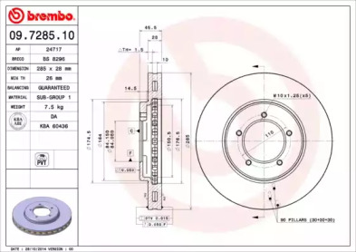 Тормозной диск BREMBO 09.7285.10