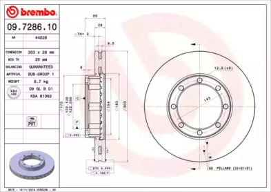 Тормозной диск BREMBO 09.7286.10