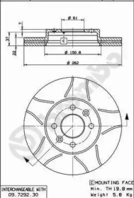 Тормозной диск BREMBO 09.7292.77