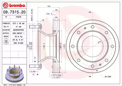 Тормозной диск BREMBO 09.7315.20