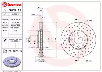 Тормозной диск BREMBO 09.7628.1X