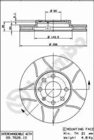 Тормозной диск BREMBO 09.7628.75