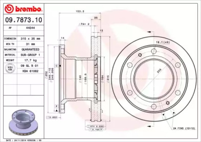 Тормозной диск BREMBO 09.7873.10