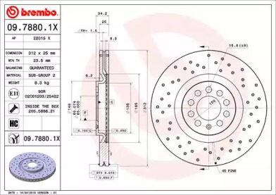 Тормозной диск BREMBO 09.7880.1X