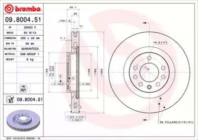 Тормозной диск BREMBO 09.8004.51