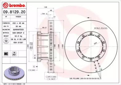 Тормозной диск BREMBO 09.8129.20