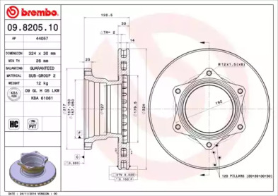 Тормозной диск BREMBO 09.8205.10