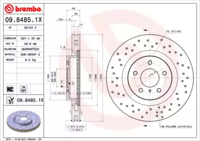 Тормозной диск BREMBO 09.8485.1X